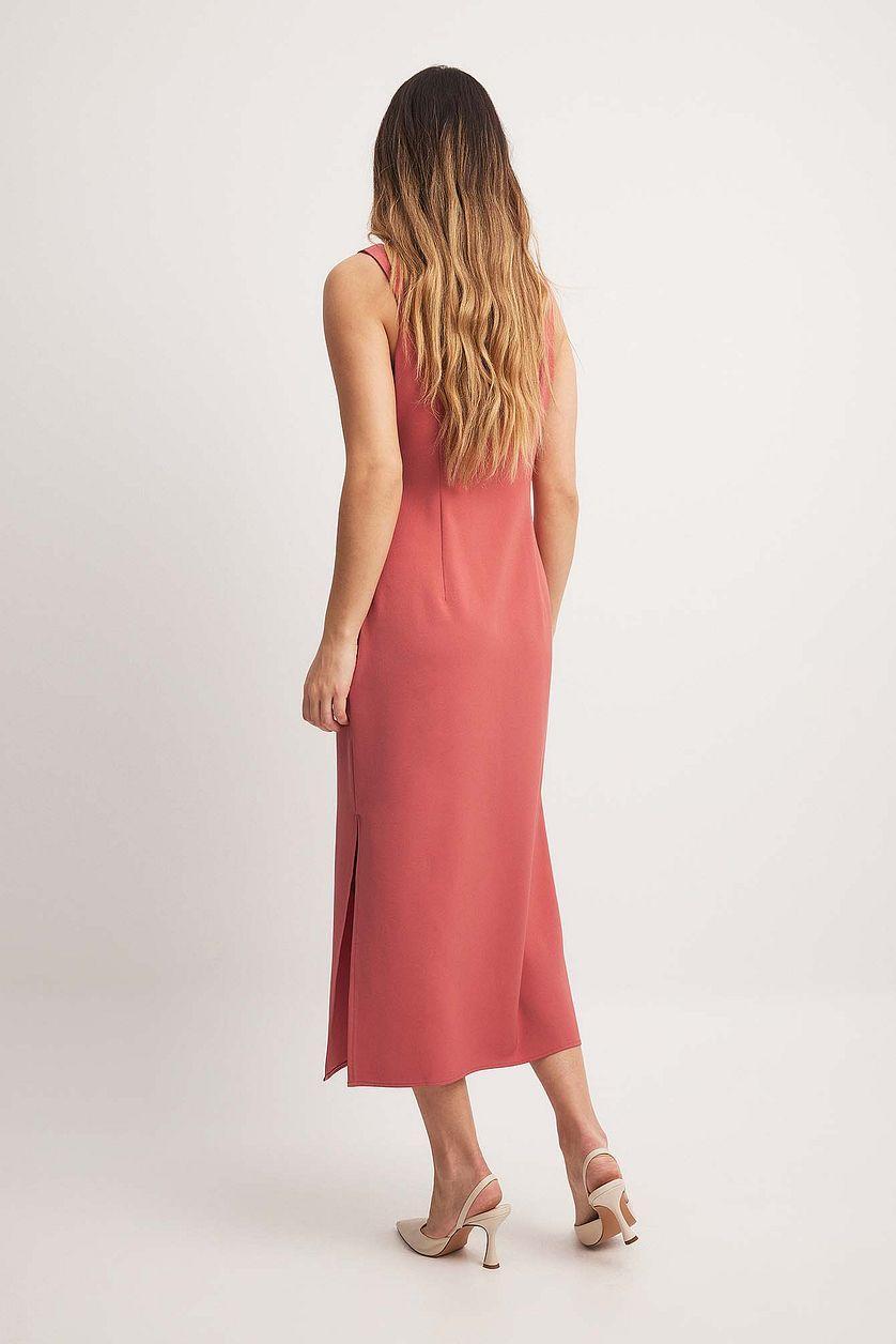 Fitted Square Neck Midi Dress Product Image