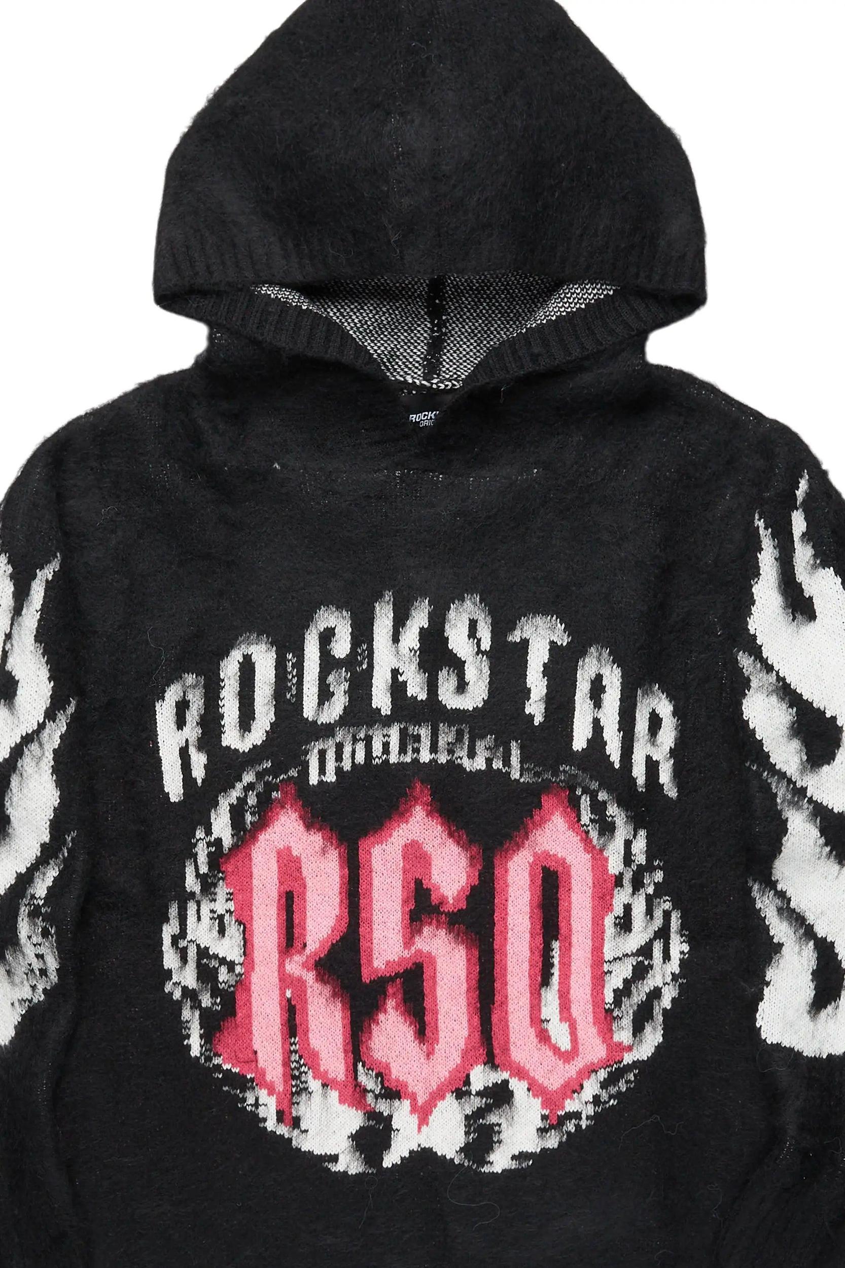 Boaz Black Graphic Mohair Hoodie Male Product Image