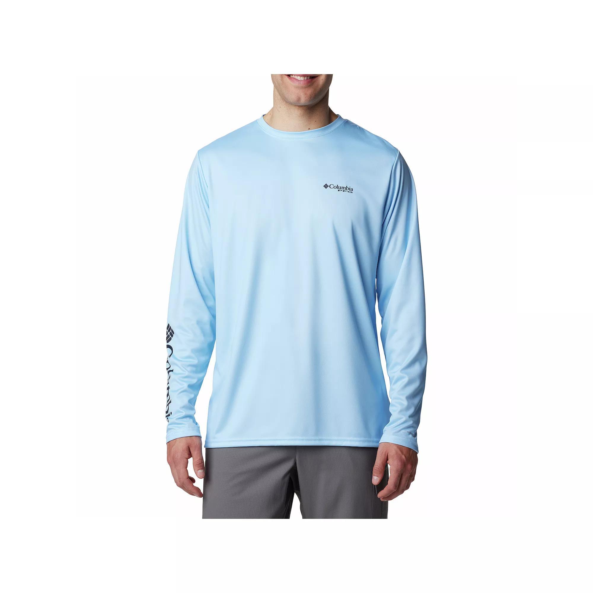 Men's Columbia PFG Terminal Tackle™ Fins & Stripes Long Sleeve T-Shirt, Size: Small, Blue Product Image