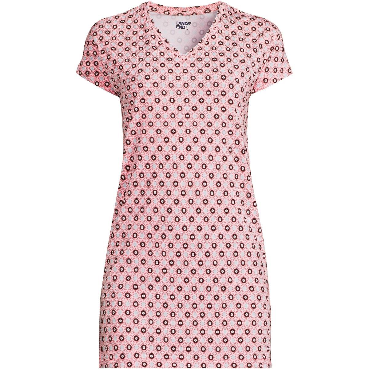 Womens Lands' End Jersey Extra Long V-Neck Tunic, Women's, Size: Medium, Pale Grey Blue Product Image