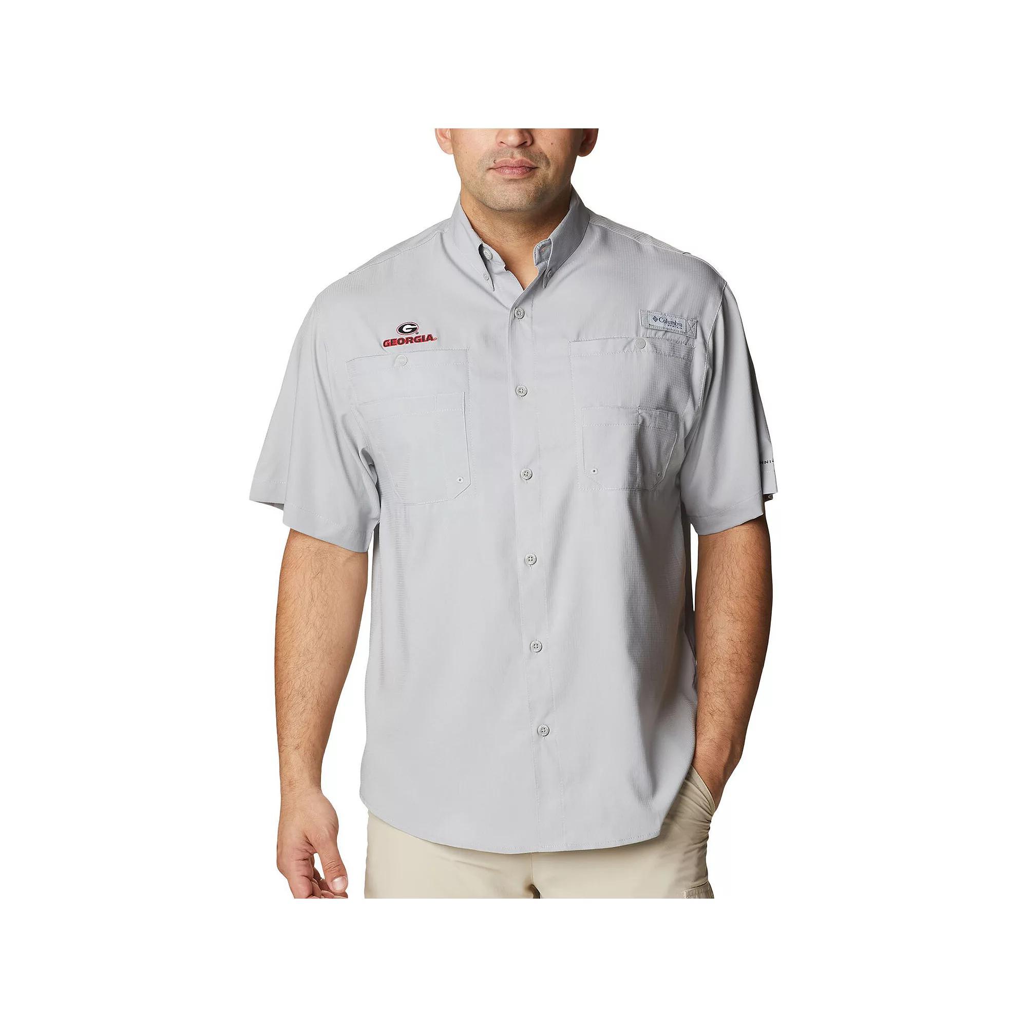 Men's Columbia Gray Georgia Bulldogs Big & Tall Collegiate Tamiami Omni-Shade Full-Button Shirt, Size: XLT, Grey Product Image