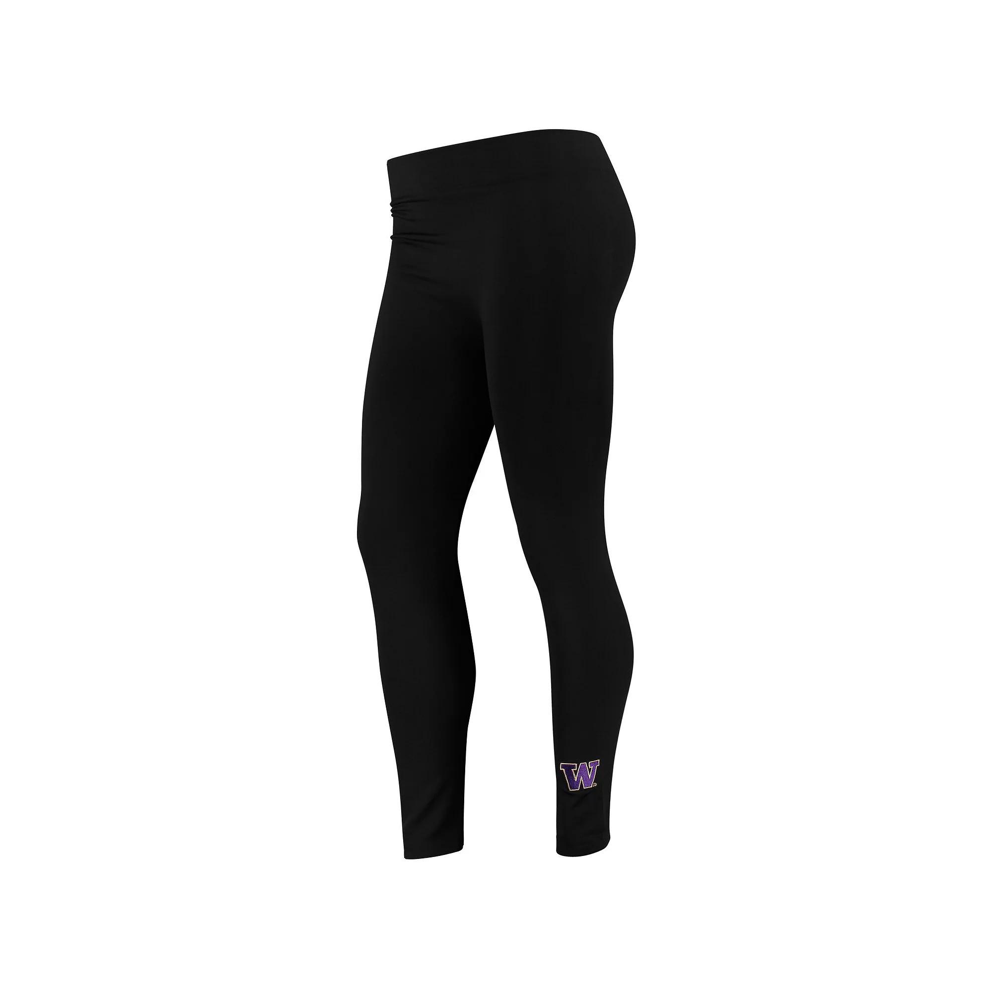 Women's ZooZatz Black Washington Huskies Fleece Leggings, Size: Small/Medium Product Image