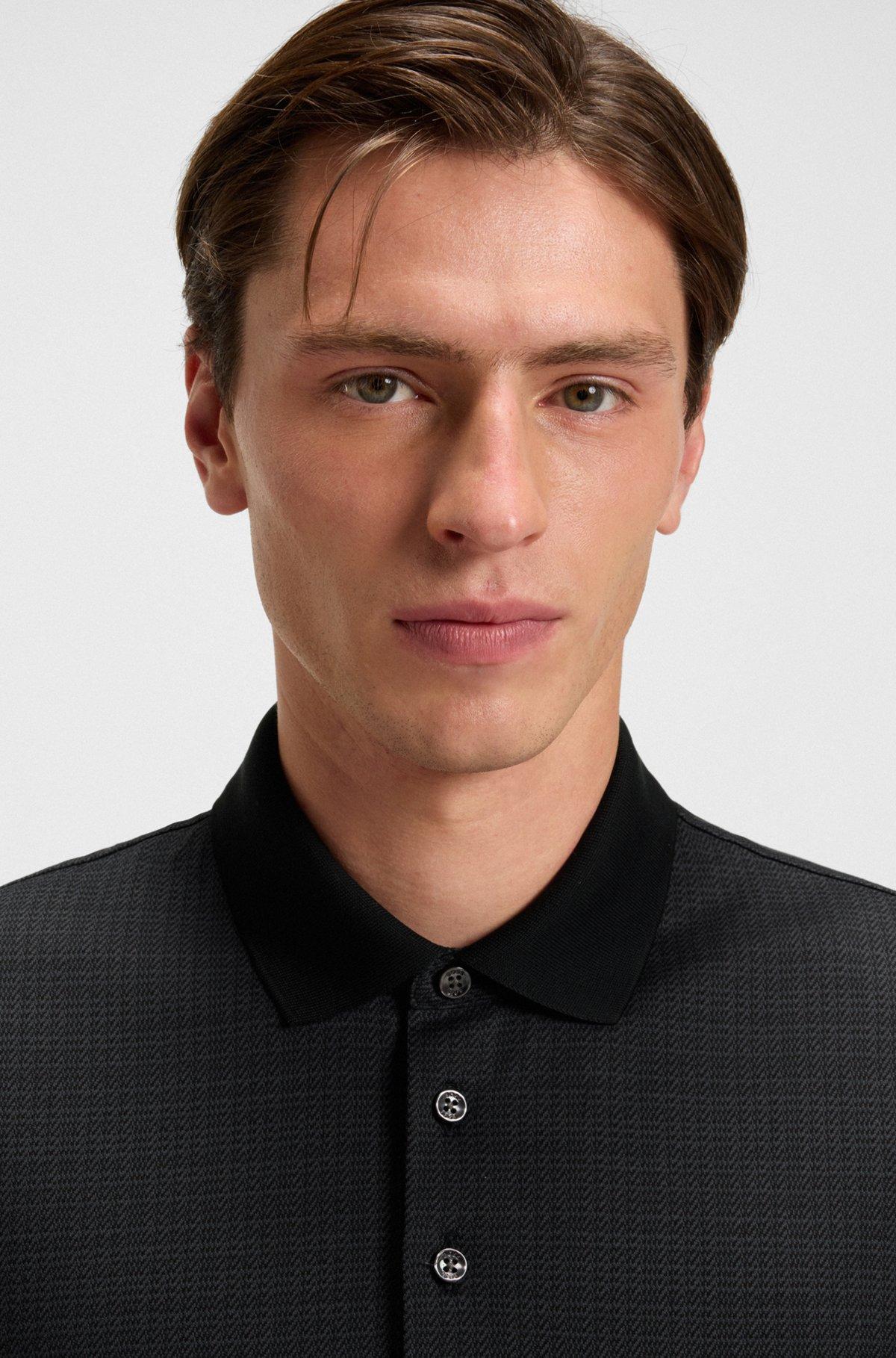 Mercerized-cotton polo shirt with grid pattern Product Image