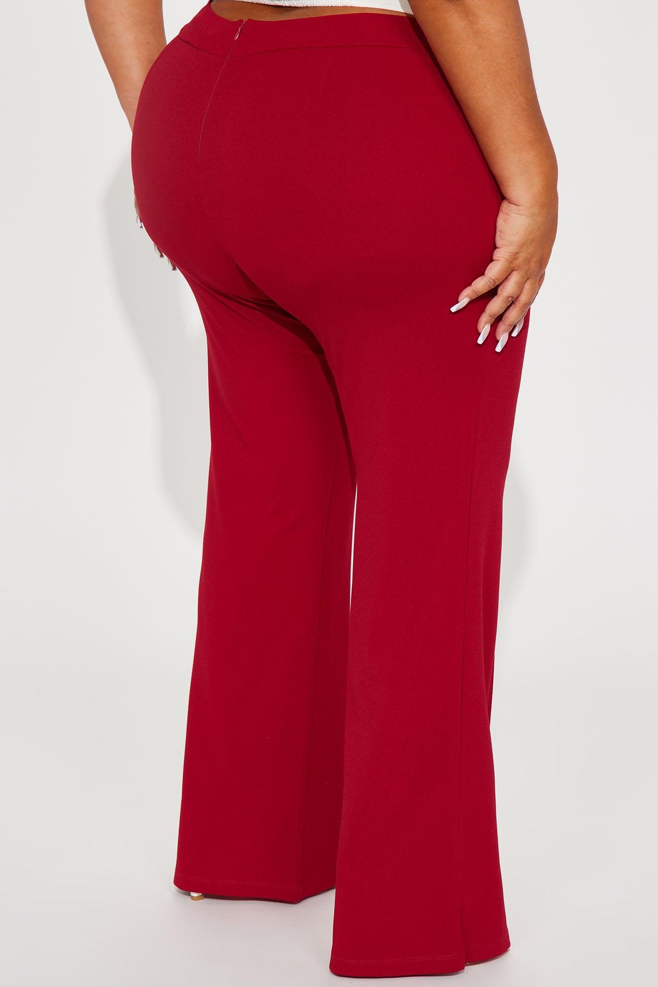 Petite Victoria High Waisted Dress Pants - Red Product Image