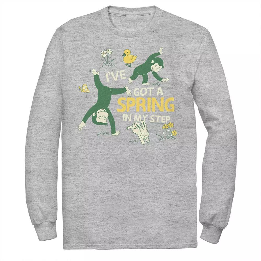 Big & Tall Curious George "Spring In My Step" Happy Cartwheeling Graphic Tee, Men's, Size: 3XL Tall, Athletic Grey Product Image