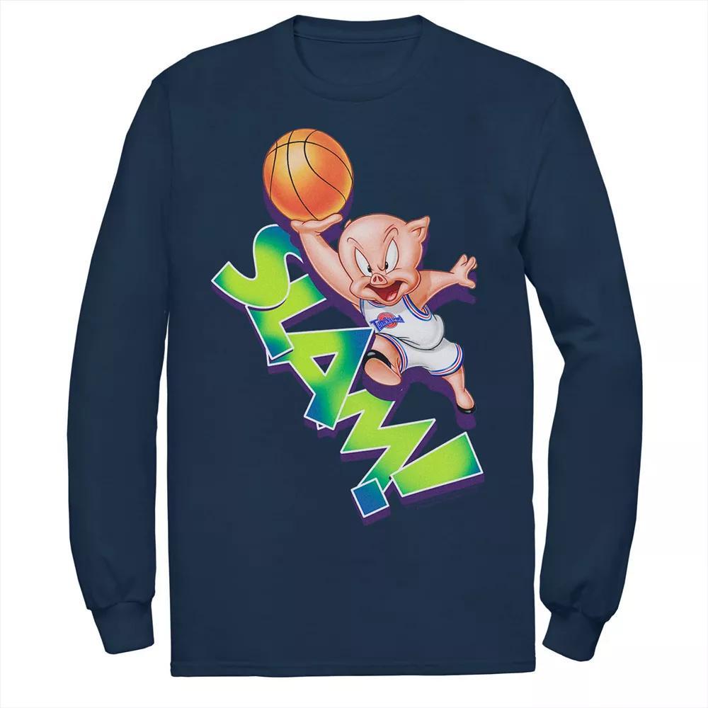 Men's Looney Tunes Space Jam Porky The Pig Slam Tee, Size: XXL, Blue Product Image