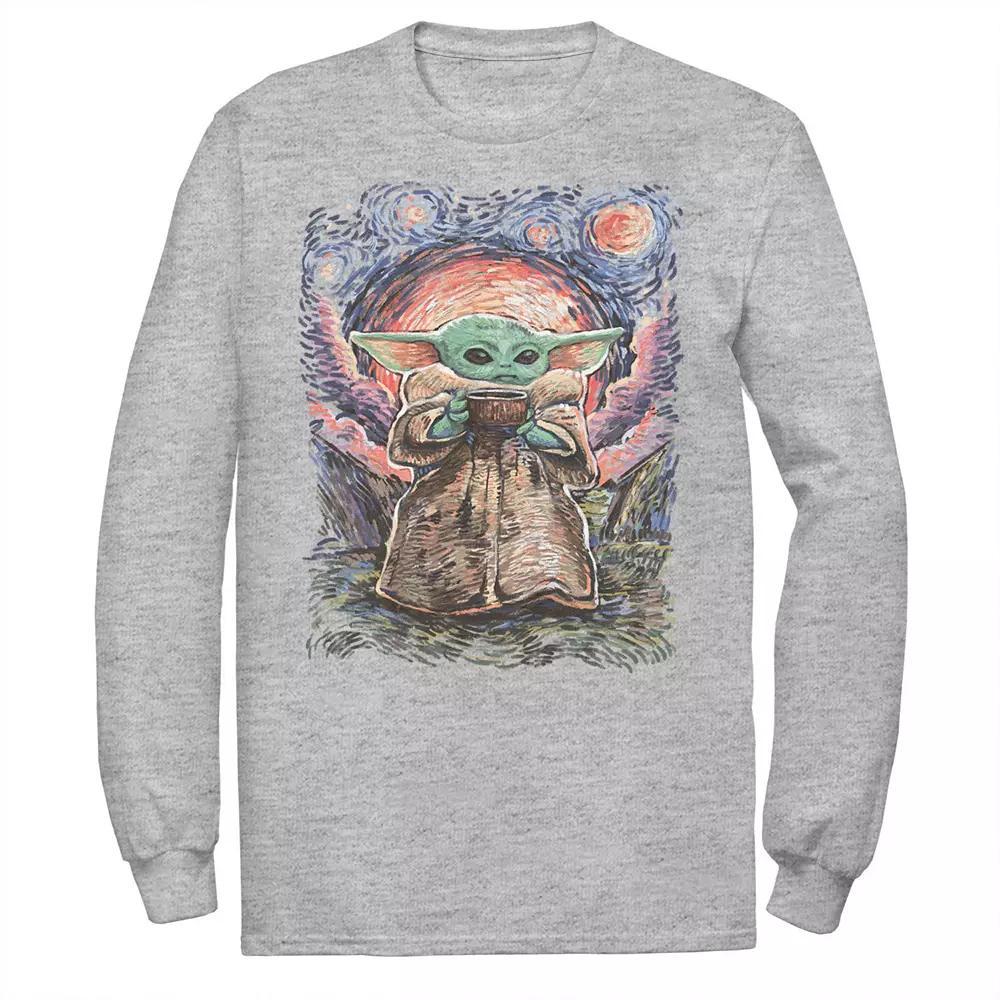 Big & Tall Star Wars The Child Starry Night Long Sleeve Tee, Men's, Size: 3XL Tall, Athletic Grey Product Image
