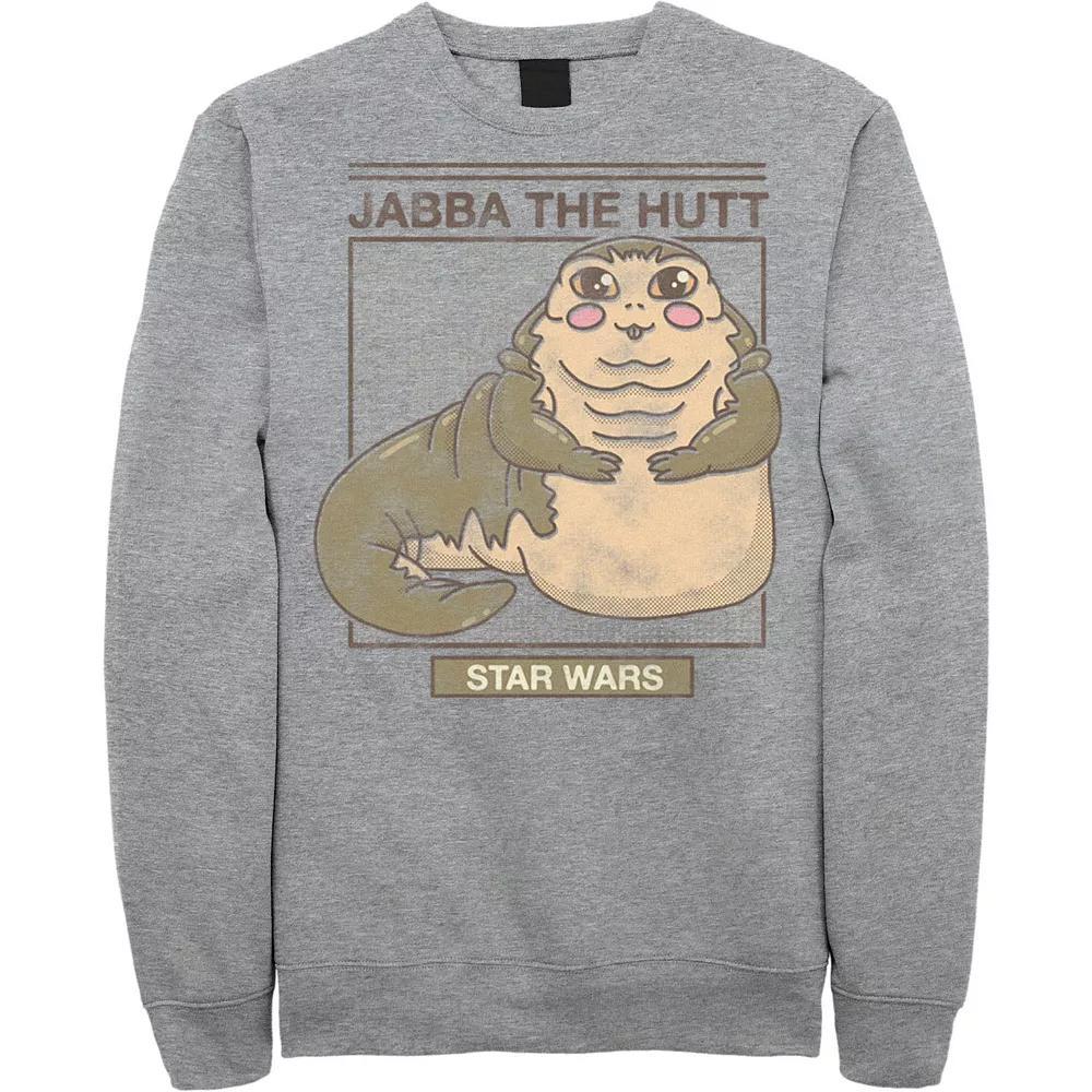 Men's Star Wars Jabba The Hutt Cartoon Cute Portrait Grid Sweatshirt, Size: XL, Athletic Grey Product Image