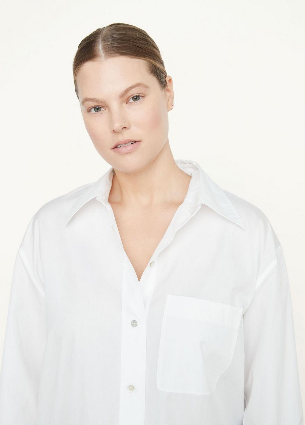 Womens Oversized Long Sleeve Shirt, Optic White, Size 3XL Vince Product Image