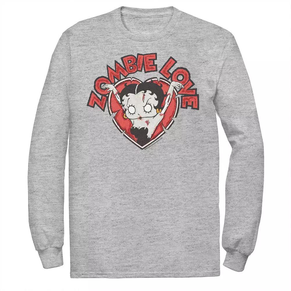 Big & Tall Betty Boop Zombie Love Long Sleeve Graphic Tee, Men's, Size: XXL Tall, Athletic Grey Product Image