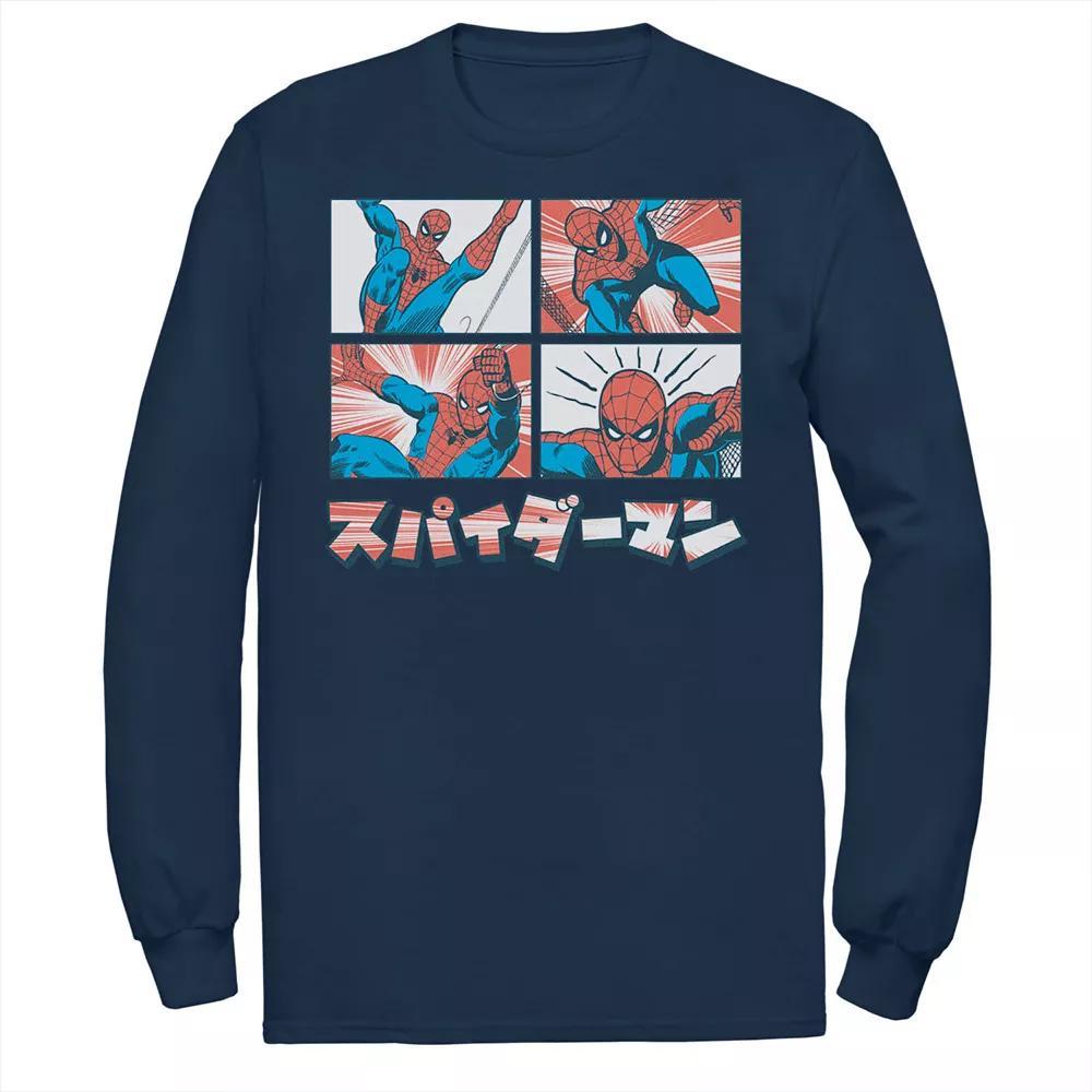Men's Marvel Spider-Man Kanji Comic Illustration Tee, Size: Large, Blue Product Image