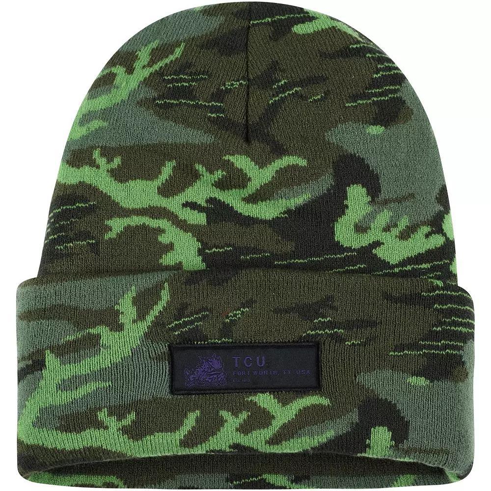 Men's Nike Camo TCU Horned Frogs Veterans Day Cuffed Knit Hat, Green Product Image