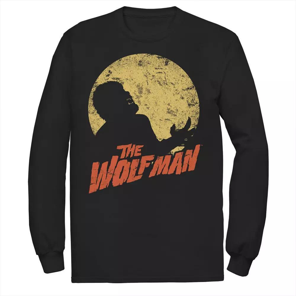 Men's Universal Monsters The Wolfman Moonlit Silhouette Long Sleeve Tee, Size: Small, Black Product Image