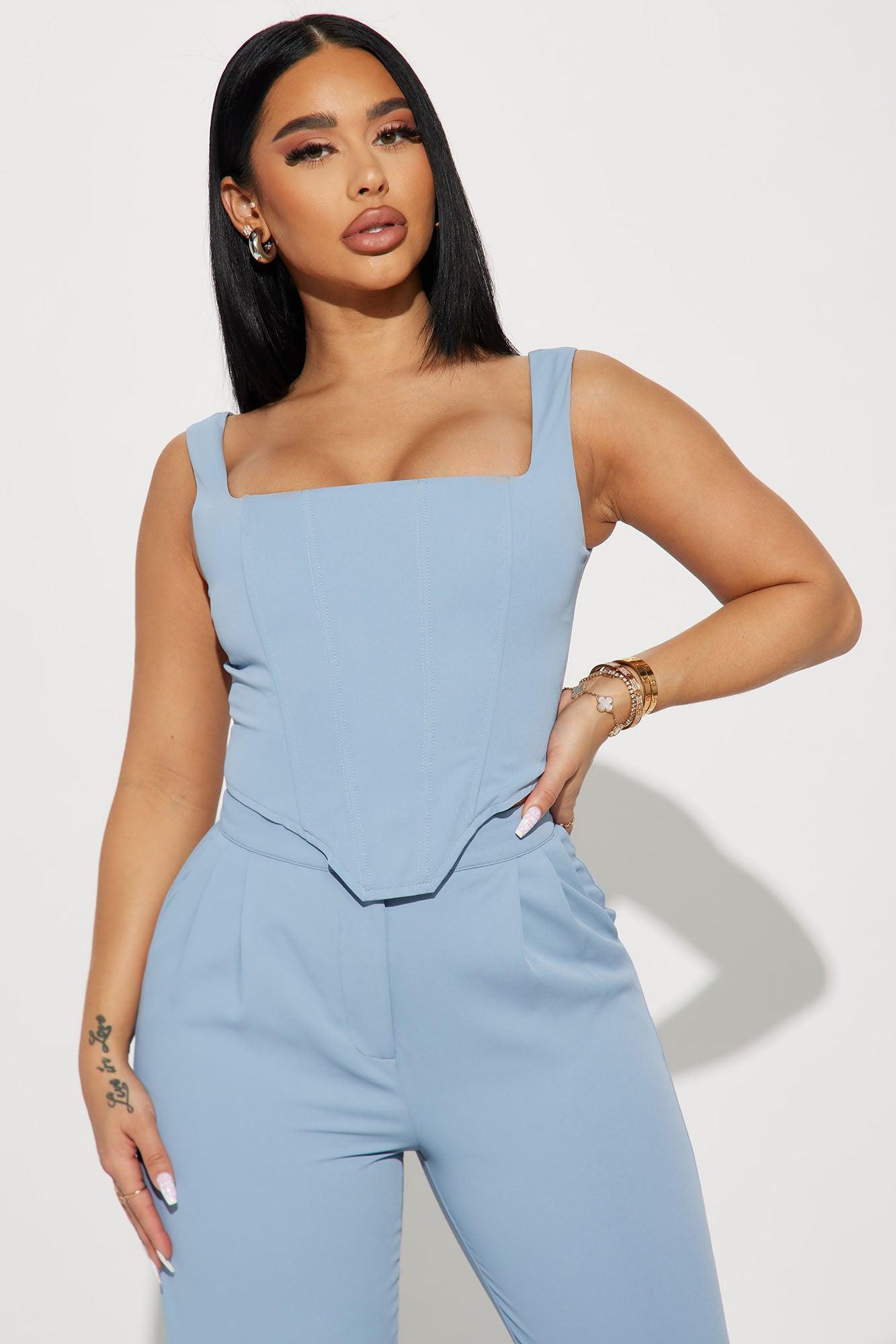 Karol Corset Pant Set - Slate Blue Product Image