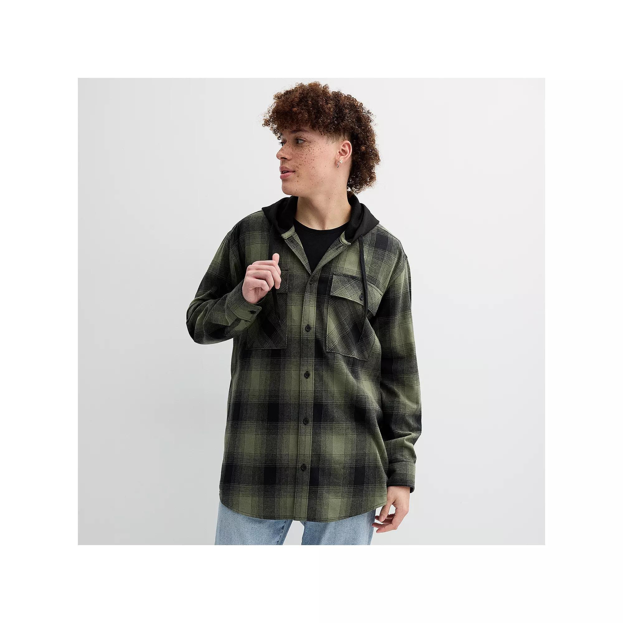 Men's Trinity Coast Hooded Flannel Shirt, Size: XXL, Green Product Image