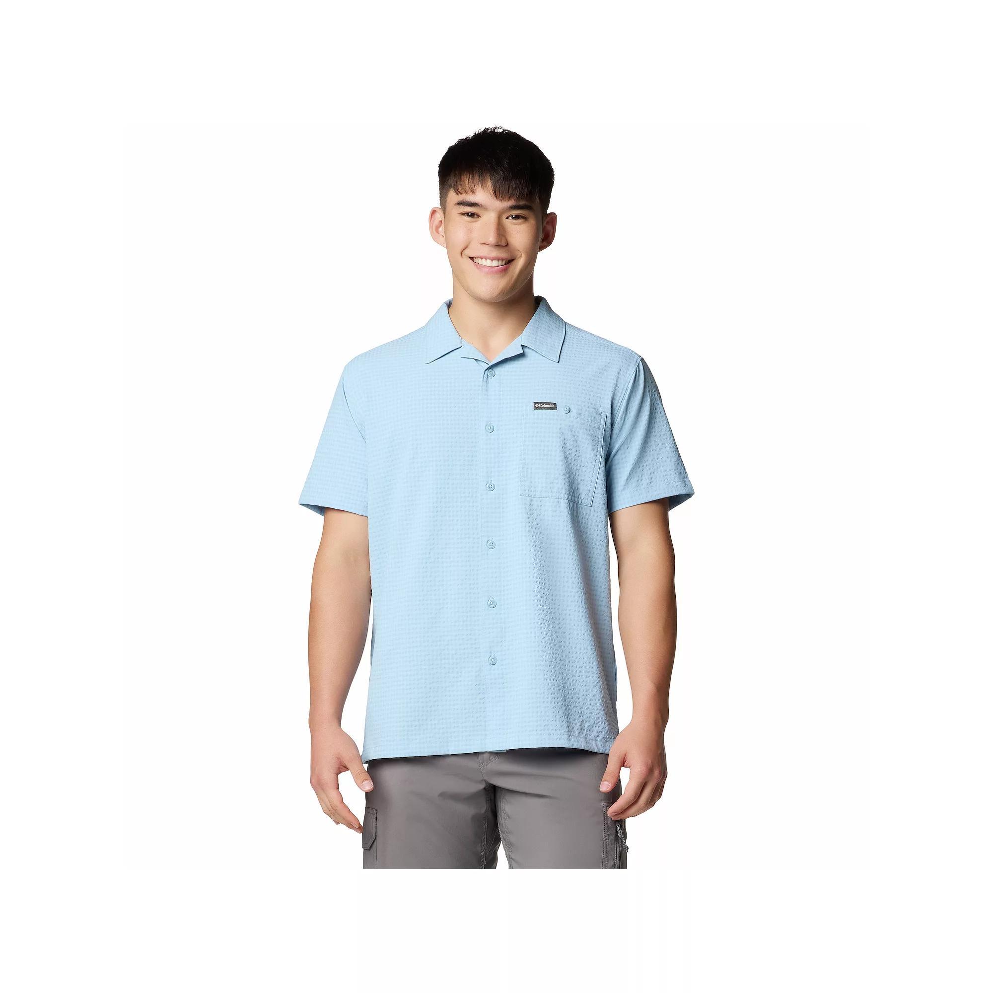 Men's Columbia Utilizer™ Short Sleeve Camp Shirt, Size: Medium, Ripple Blue Product Image