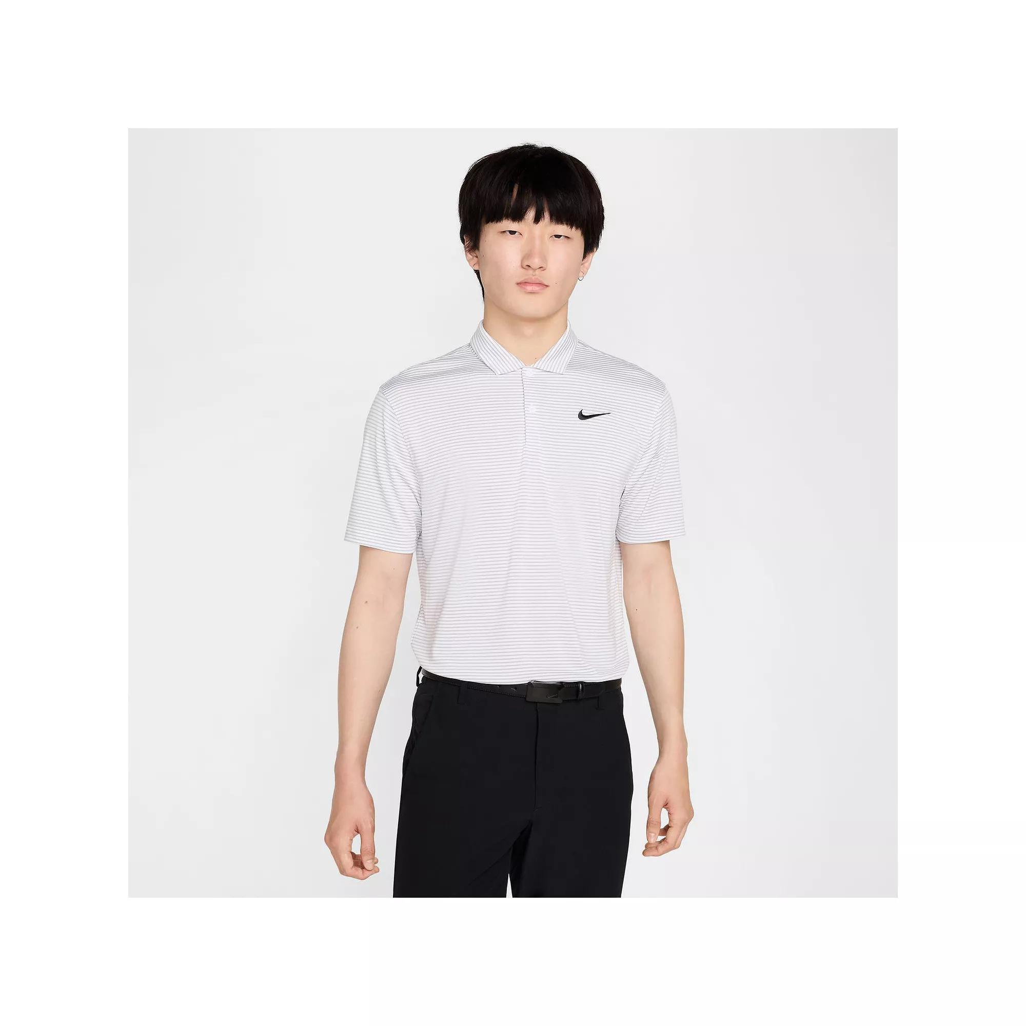 Men's Nike Striped Dri-FIT Golf Polo, Size: XL, White Gray Product Image