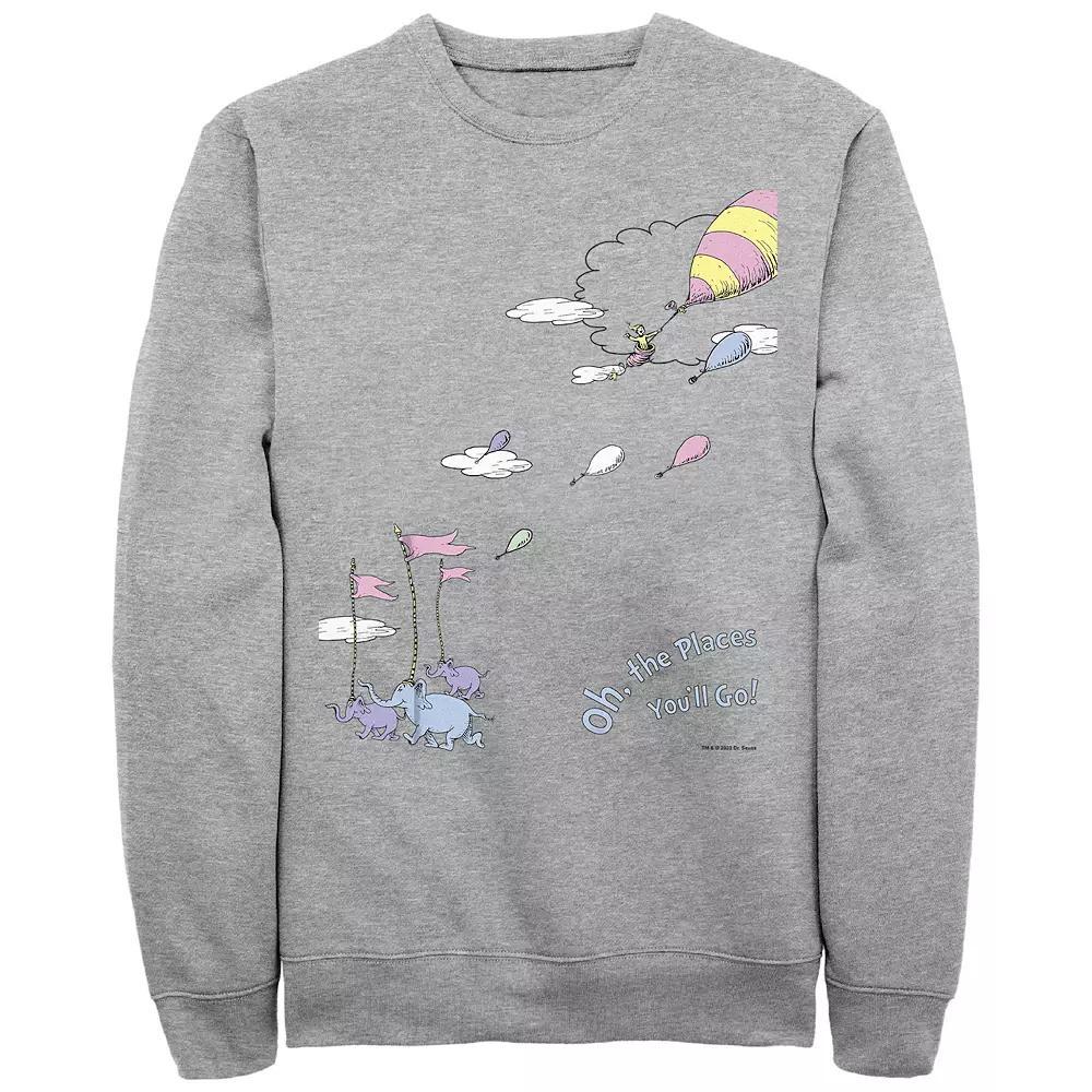 Men's Dr. Seuss Oh The Places You'll Go Graphic Fleece, Size: Small, Athletic Grey Product Image