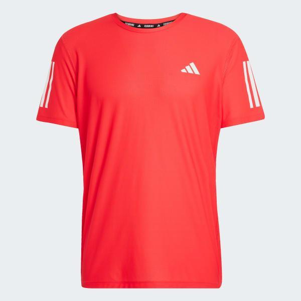 Mens adidas Own The Run Short Sleeve Tee Aurora Red Product Image