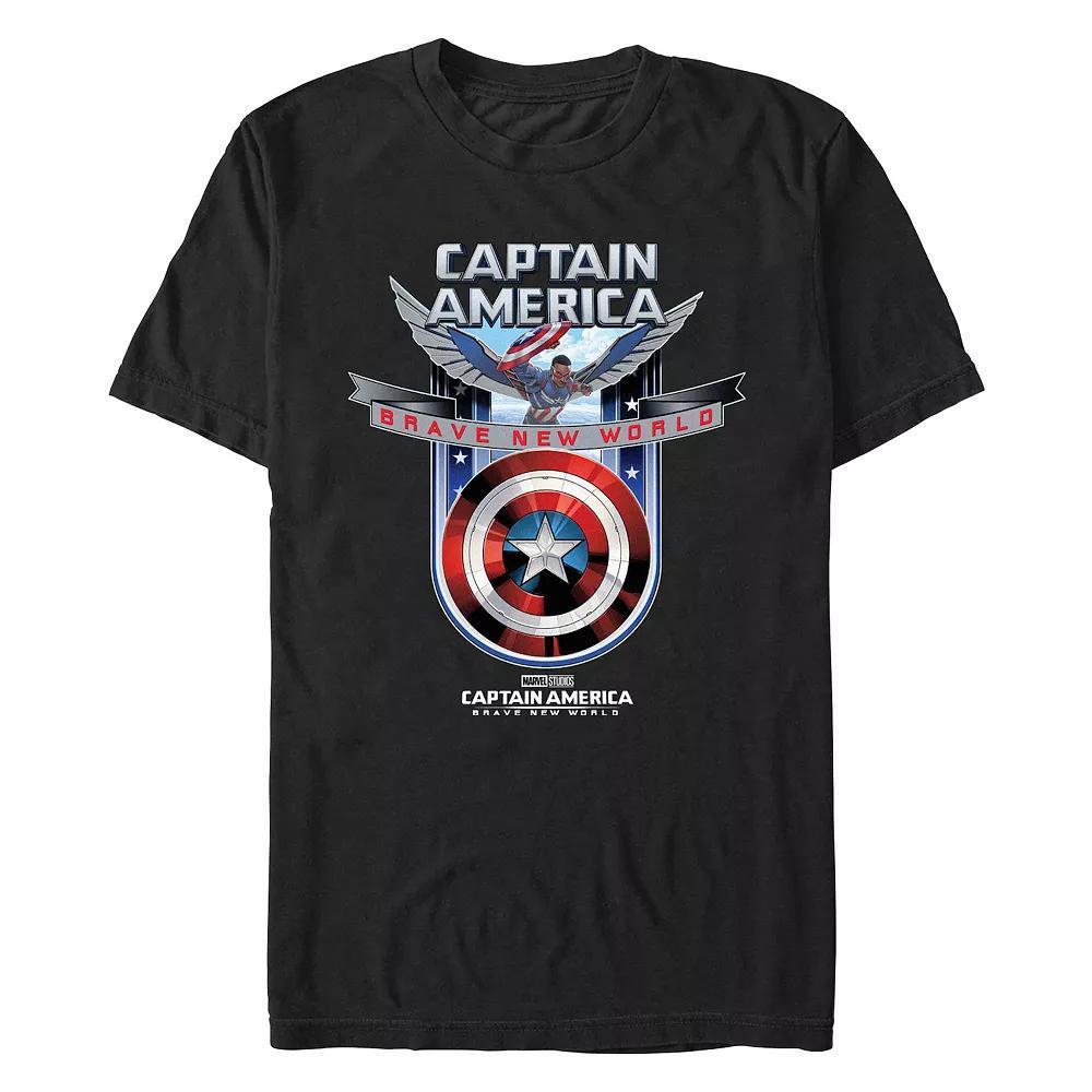 Men's Marvel Captain America Brave New World Wingsuit In Action Graphic Tee, Size: XXL, Black Product Image