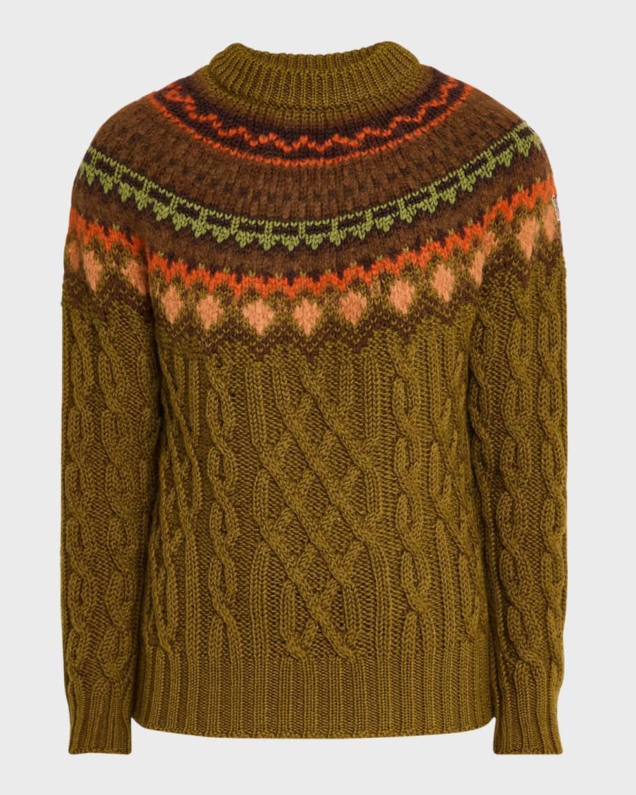 Mens Patterned Cable-Knit Sweater Product Image