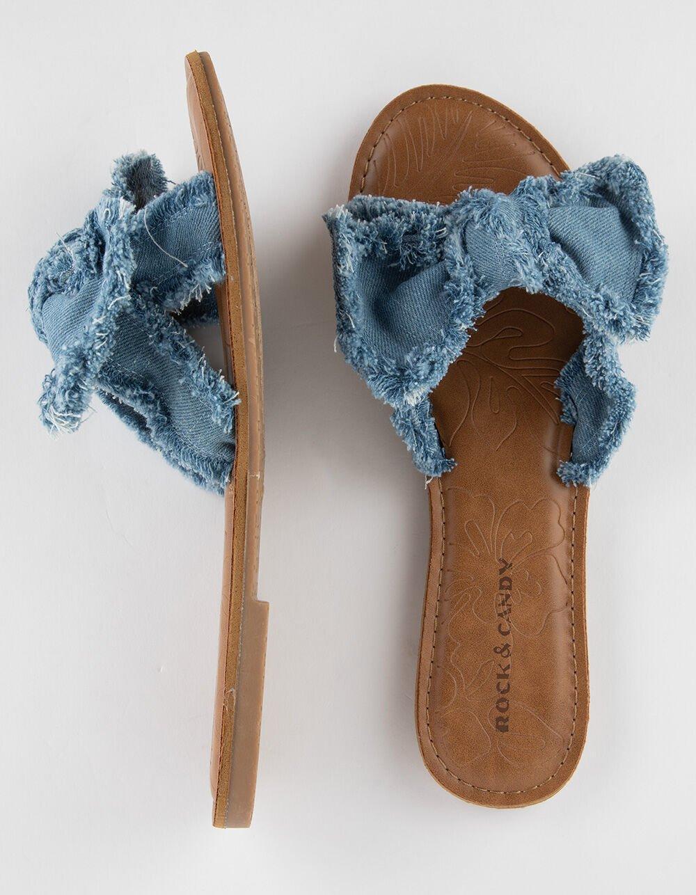 ROCK & CANDY Laze Bow Womens Sandals - BLUE DENIM Product Image
