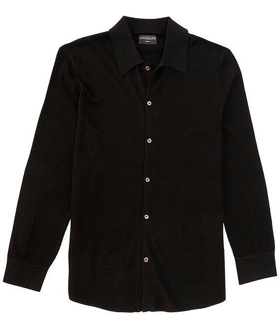 Goodlife Slim Fit Mini Waffle Knit Long Sleeve Button-Front Shirt Product Image