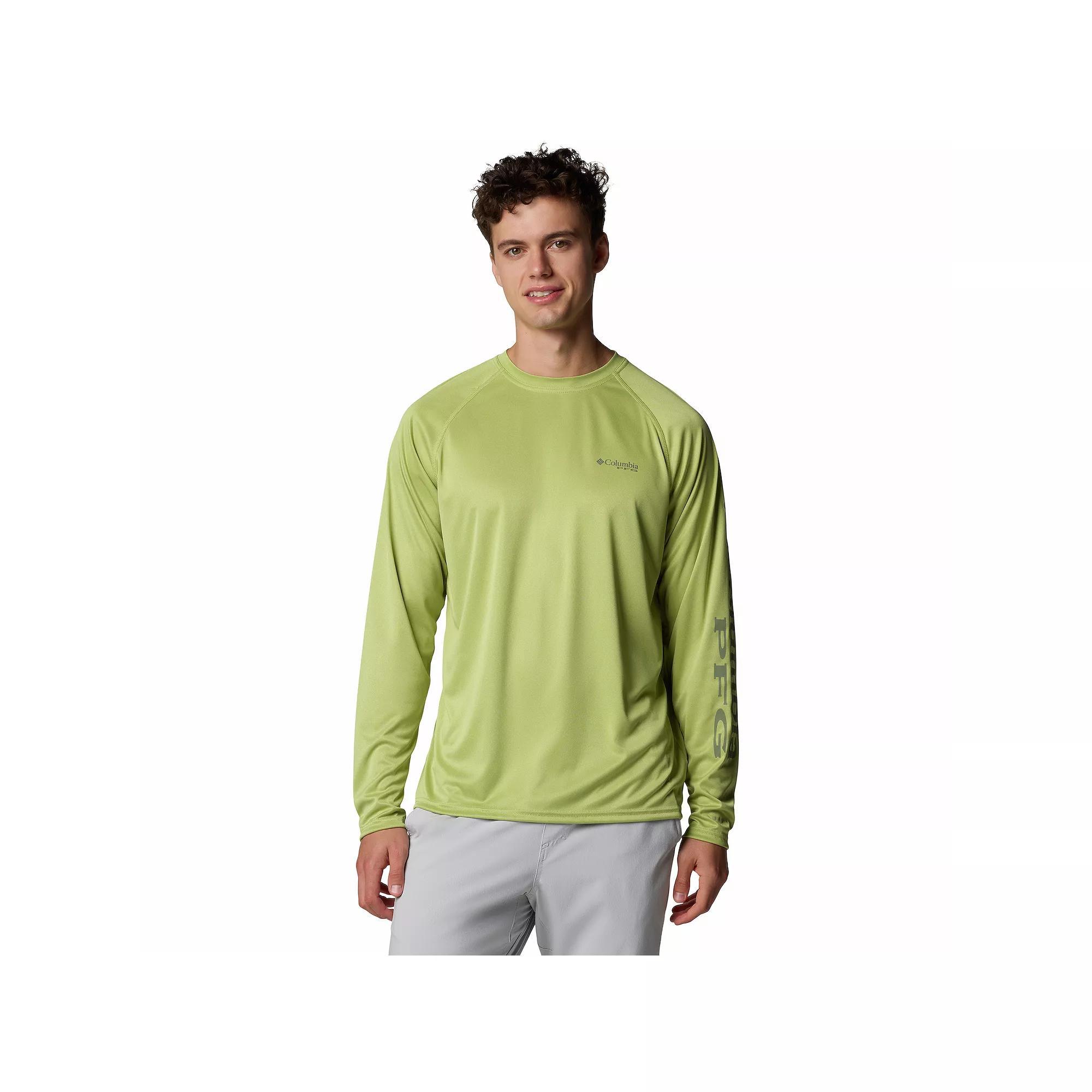 Men's Columbia PFG UPF 50 Terminal Tackle™ Heather Long Sleeve Shirt, Size: Large, Pear Grey Product Image