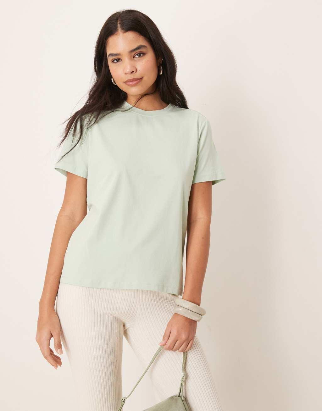 VILA oversized boyfriend fit t-shirt in silt green Product Image