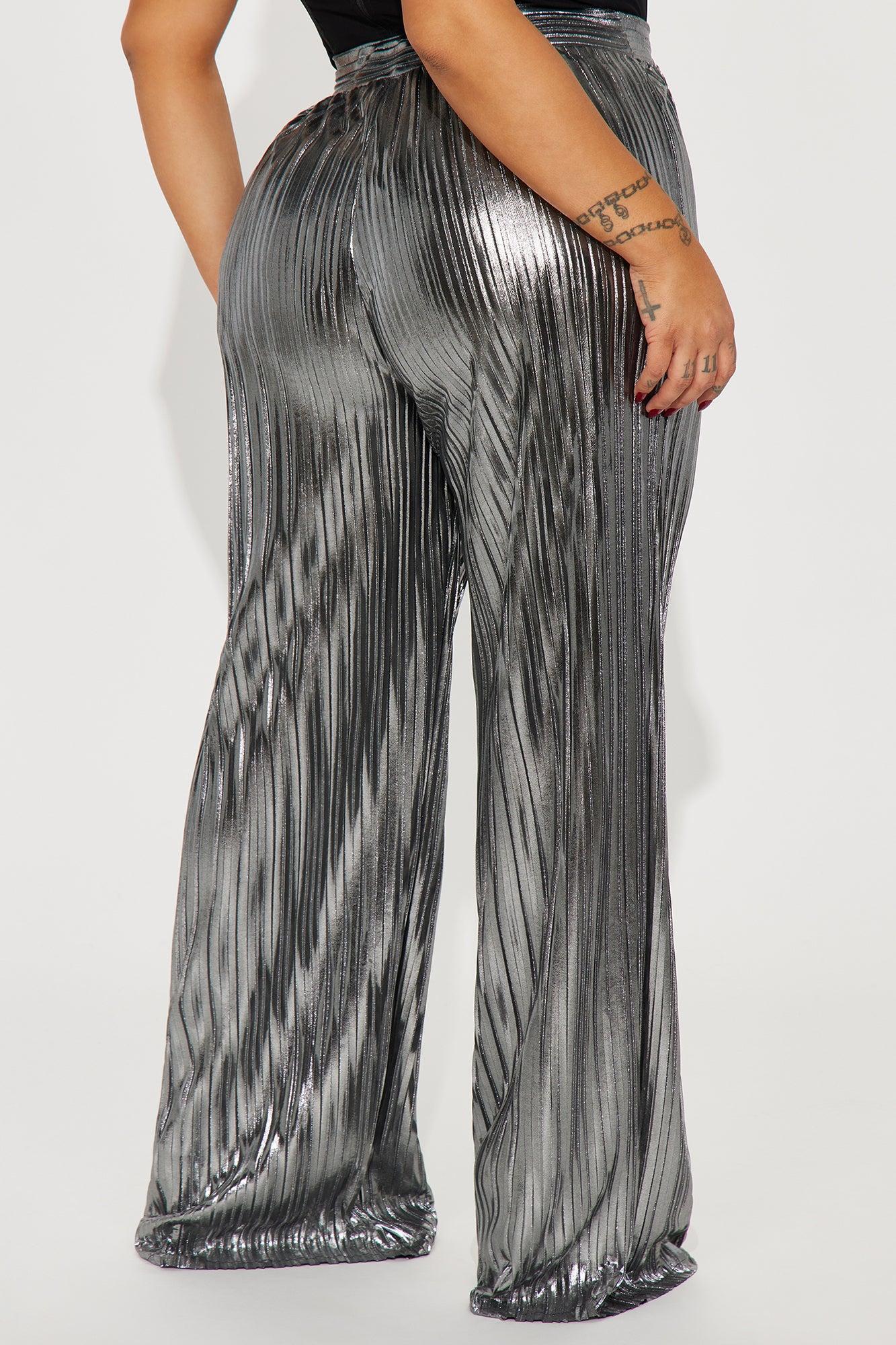 Party Up Metallic Plisse Pant - Silver Product Image