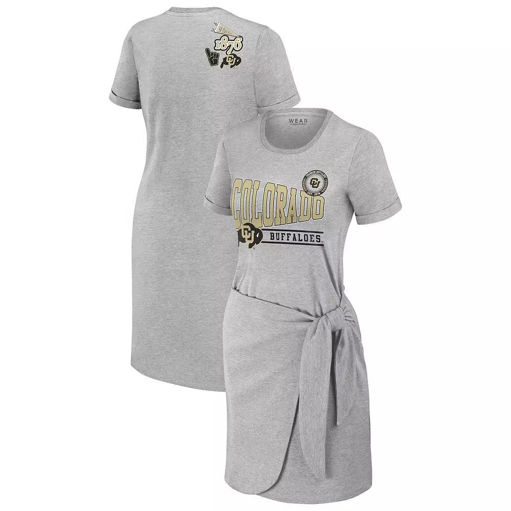 Women's WEAR by Erin Andrews Heather Gray Colorado Buffaloes Knotted T-Shirt Dress, Size: XL, Grey Product Image