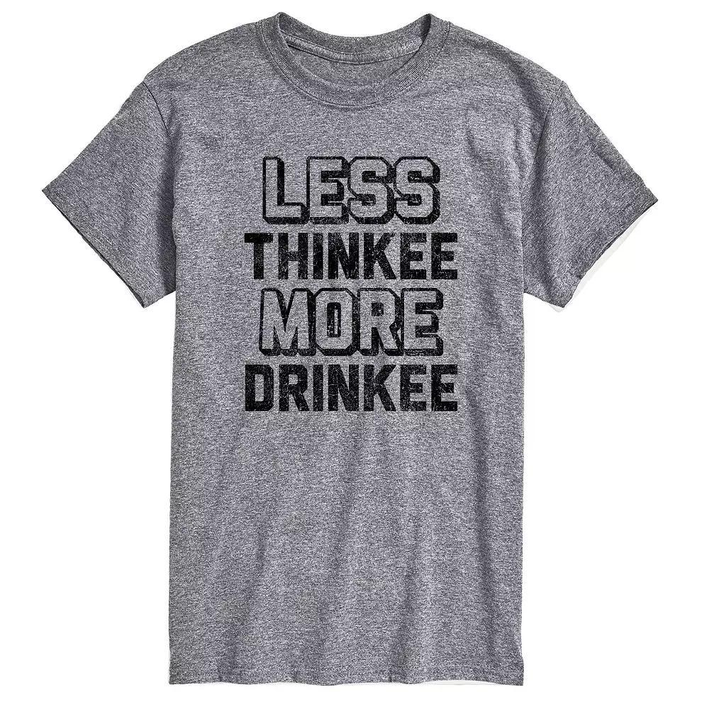 Big & Tall Less Thinkee More Drinkee Graphic Tee, Men's, Size: 4XB, Gray Product Image