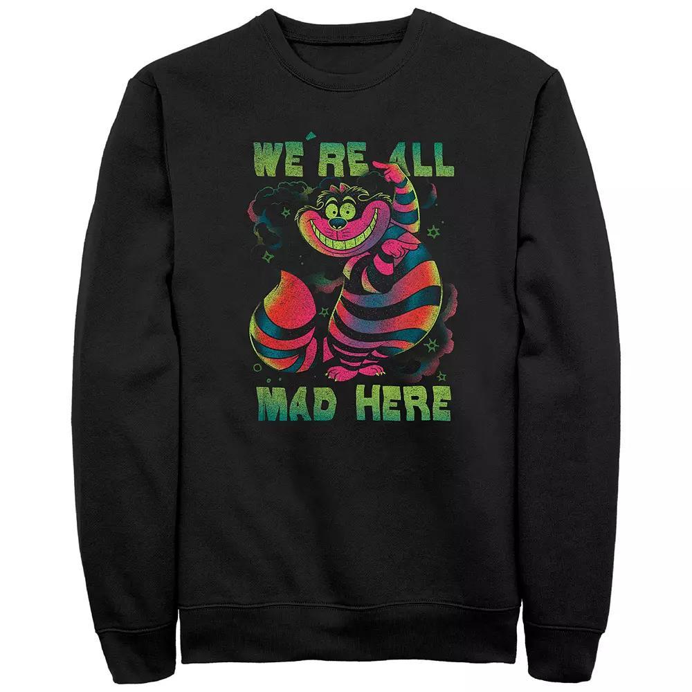 Men's Disney's Alice In Wonderland Neon Cheshire Cat Sweatshirt, Size: XL, Black Product Image