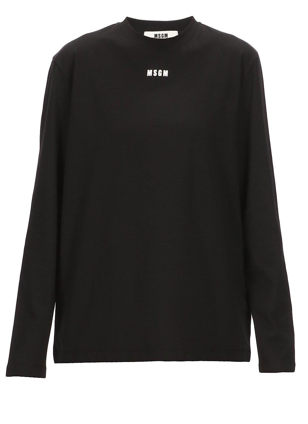 MSGM Logo Printed Long-sleeved T-shirt In Black Product Image