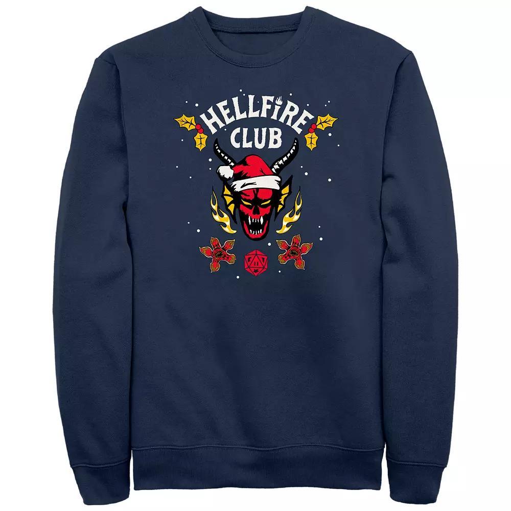 Men's Stranger Things Hellfire Holiday Graphic Fleece, Size: Large, Blue Product Image