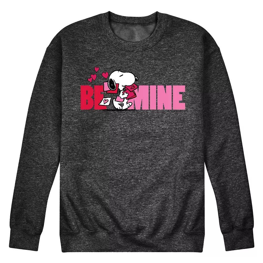Mens Peanuts Be Mine Fleece Sweatshirt Blue Product Image