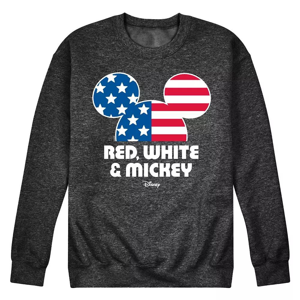 Disneys Mickey Mouse Mens Red White & Mickey Fleece Sweatshirt Product Image