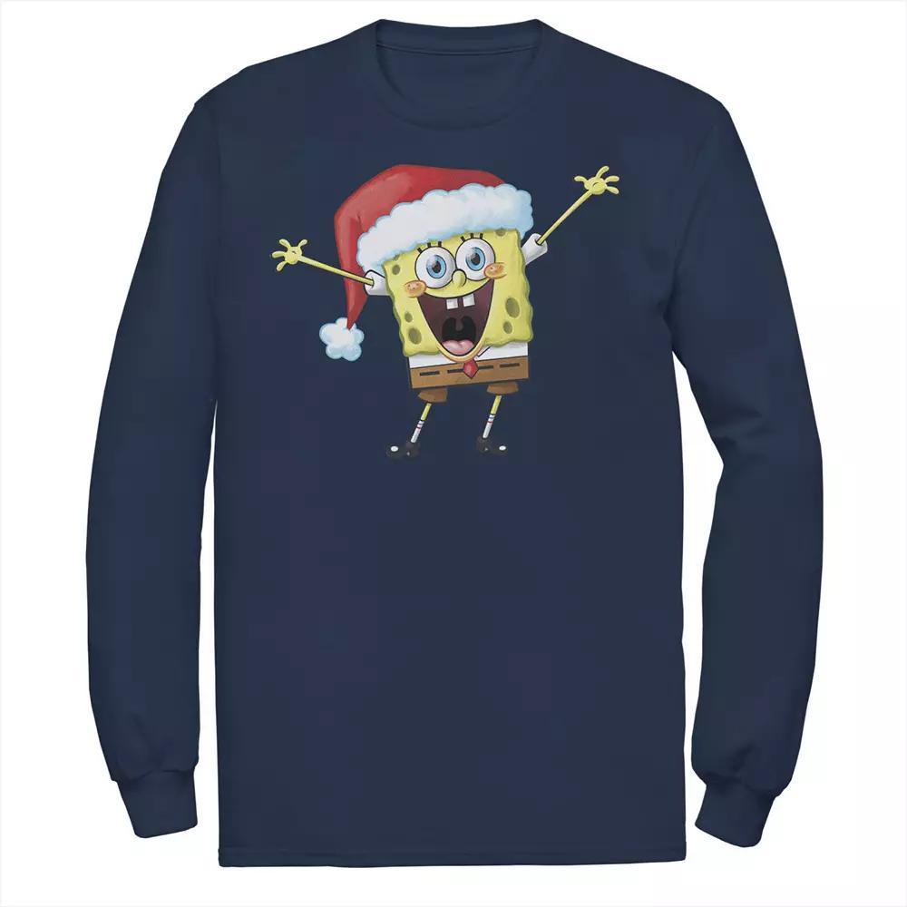 Men's Spongebob Squarepants One Happy Sponge Holiday Long Sleeve Tee, Size: Small, Black Product Image