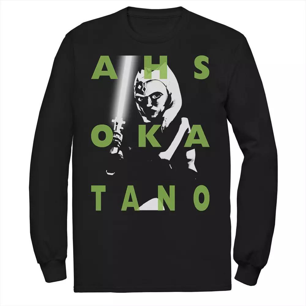 Men's Star Wars: Clone Wars Ahsoka Tano Text Overlay Tee, Size: Small, Black Product Image