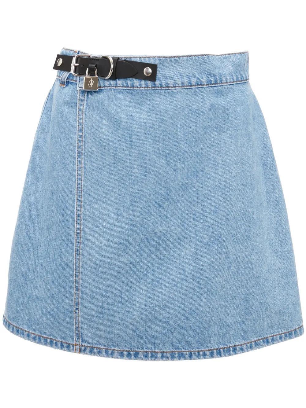 JW ANDERSON Padlock Mini Denim Skirt In Light Blue Product Image