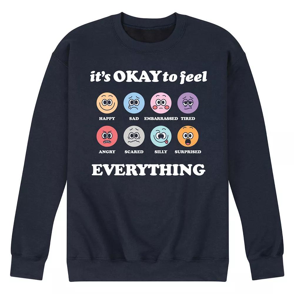 Mens Its Okay to Feel Everything Fleece Sweatshirt Blue Product Image