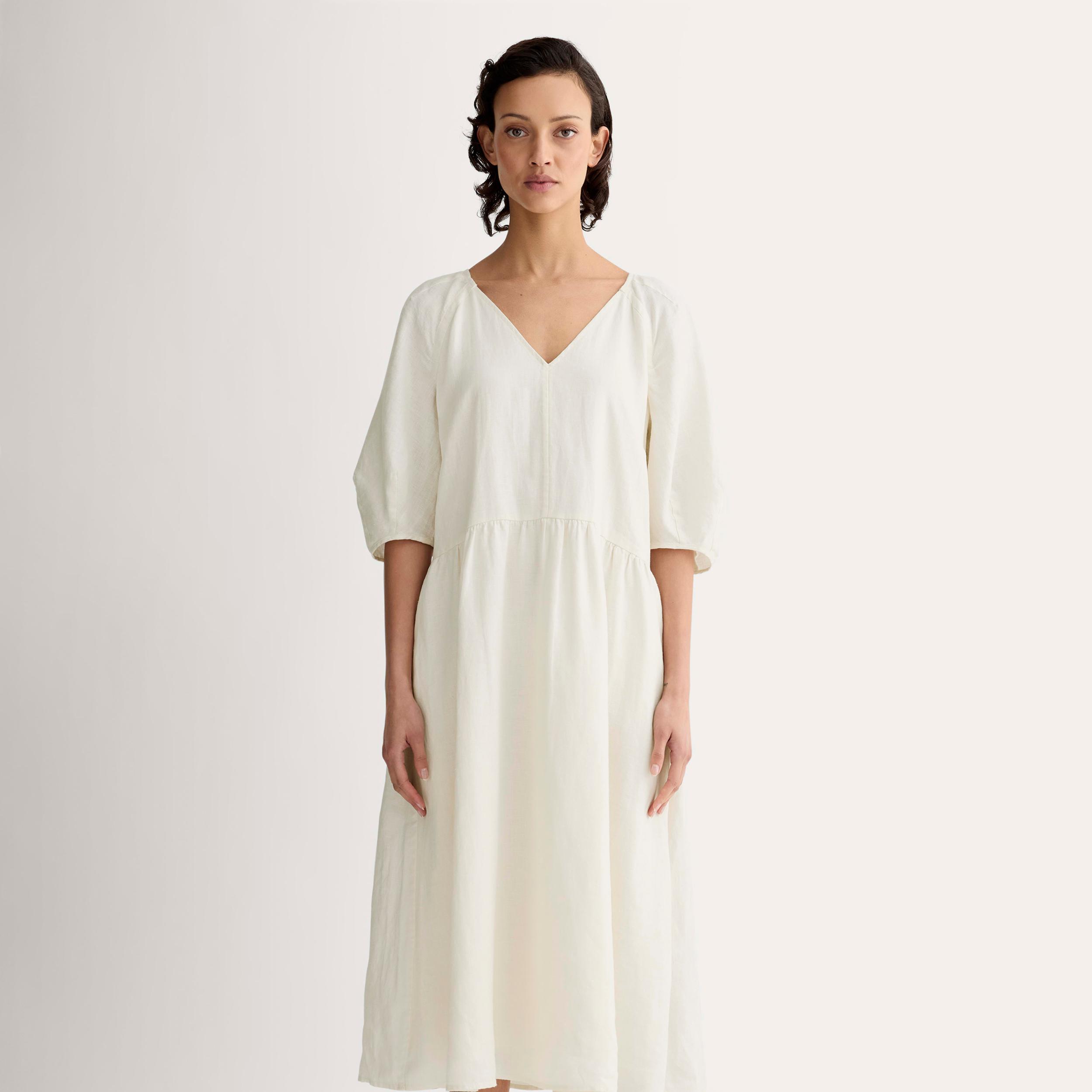 The Linen Oversized Puff-Sleeve Dress Product Image