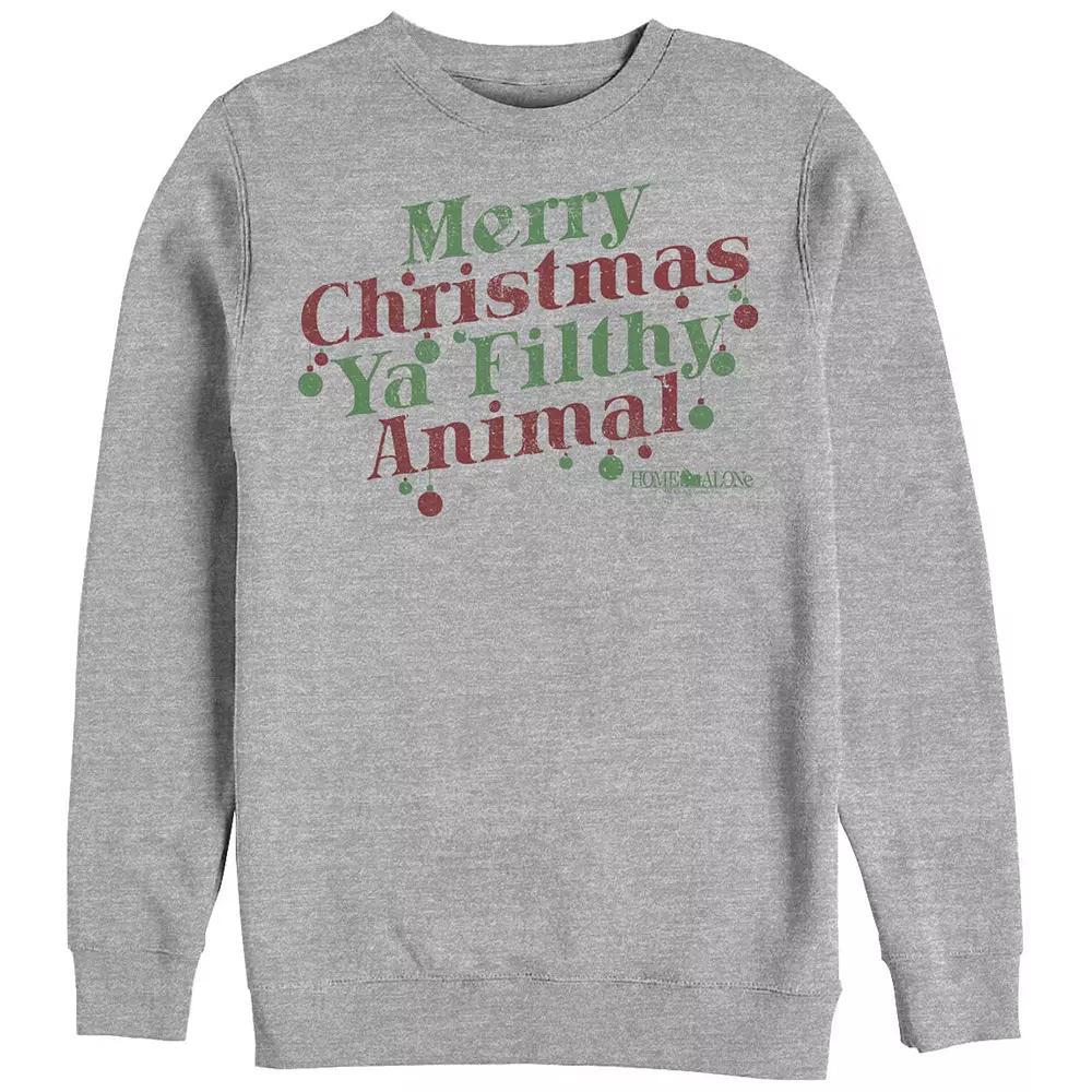 Big & Tall Home Alone Merry Christmas Ya Filthy Animal Graphic Fleece, Men's, Size: XL, Athletic Grey Product Image