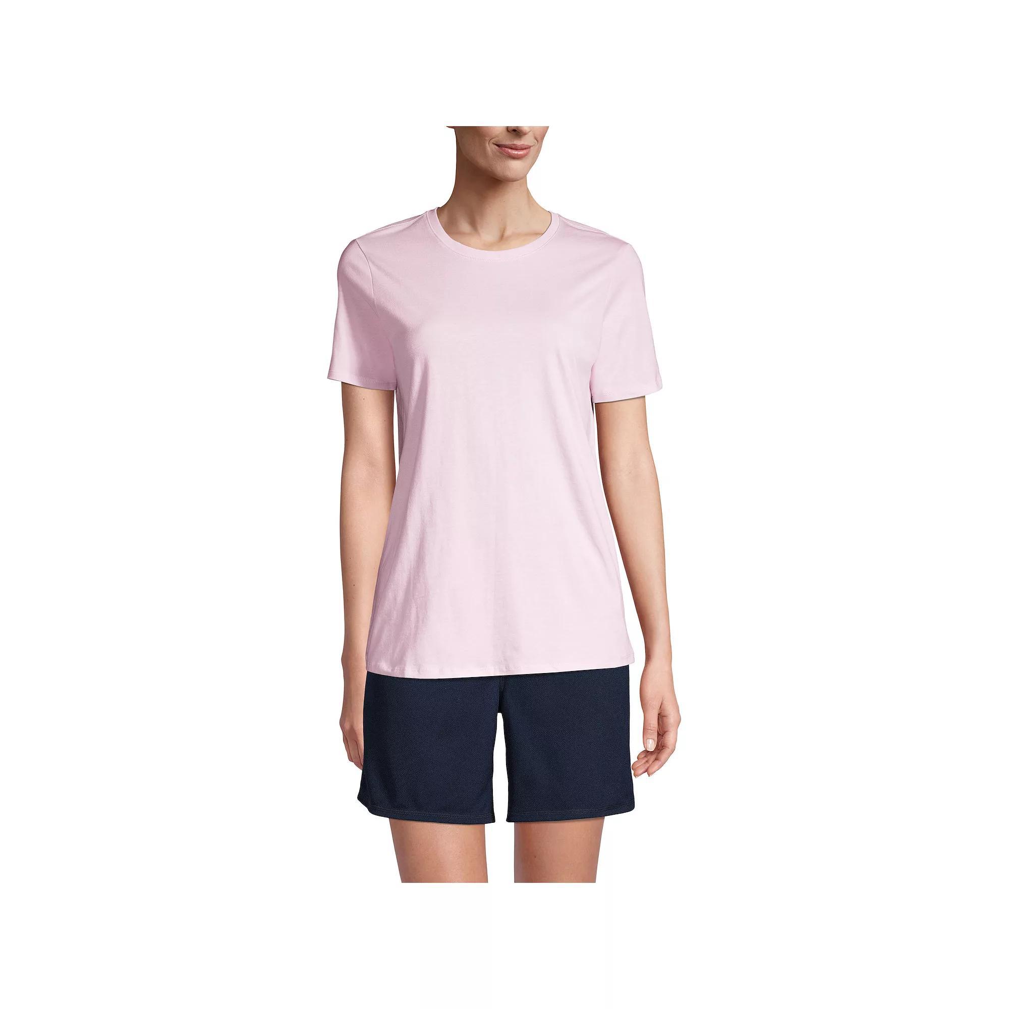 Women's Lands' End Short Sleeve Essential Tee, Size: Medium, Ice Pink Product Image