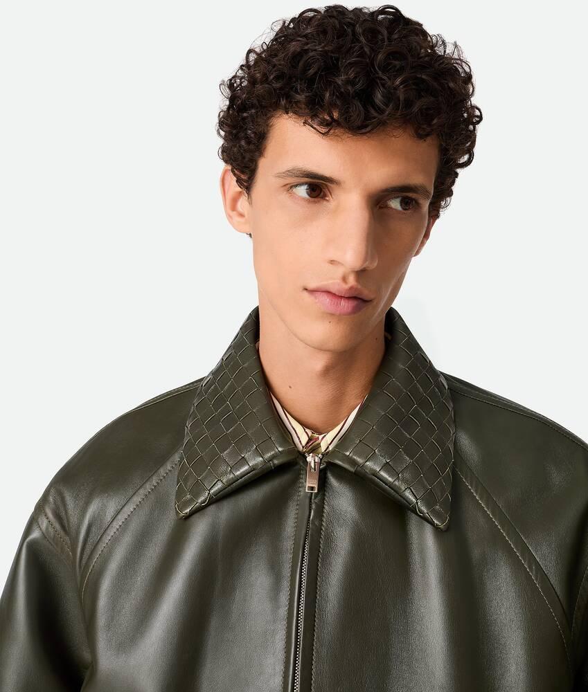 Men's Leather Blouson in Dark forest Product Image