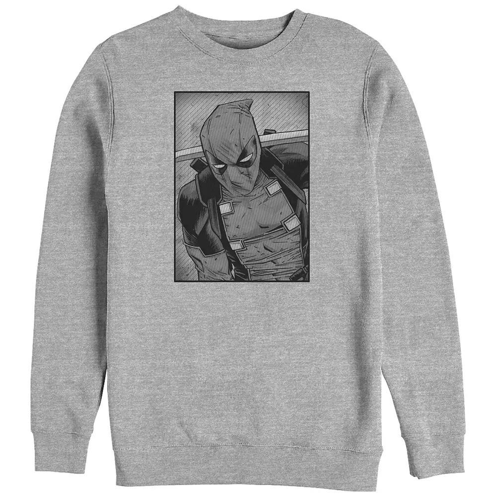 Big & Tall Marvel Deadpool Black And White Portrait Graphic Fleece, Men's, Size: 4XB, Athletic Grey Product Image