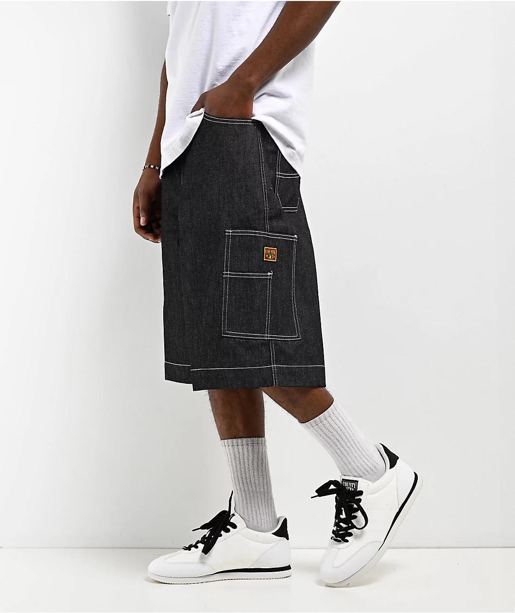FB County Hard Denim Black Utility Shorts Product Image
