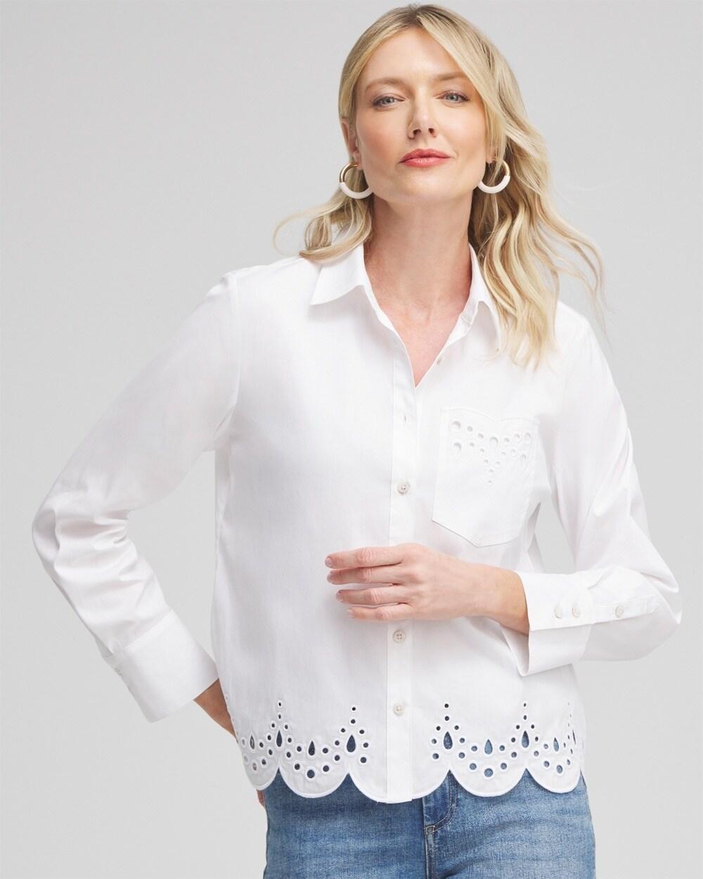Poplin Eyelet Hem Shirt Product Image