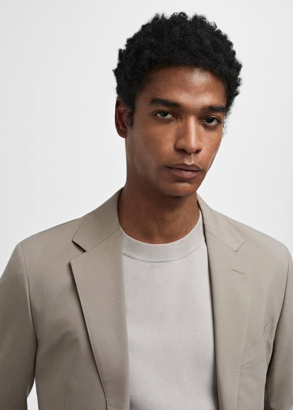 Mango Mens Slim-Fit Wool Suit Blazer - Light Product Image