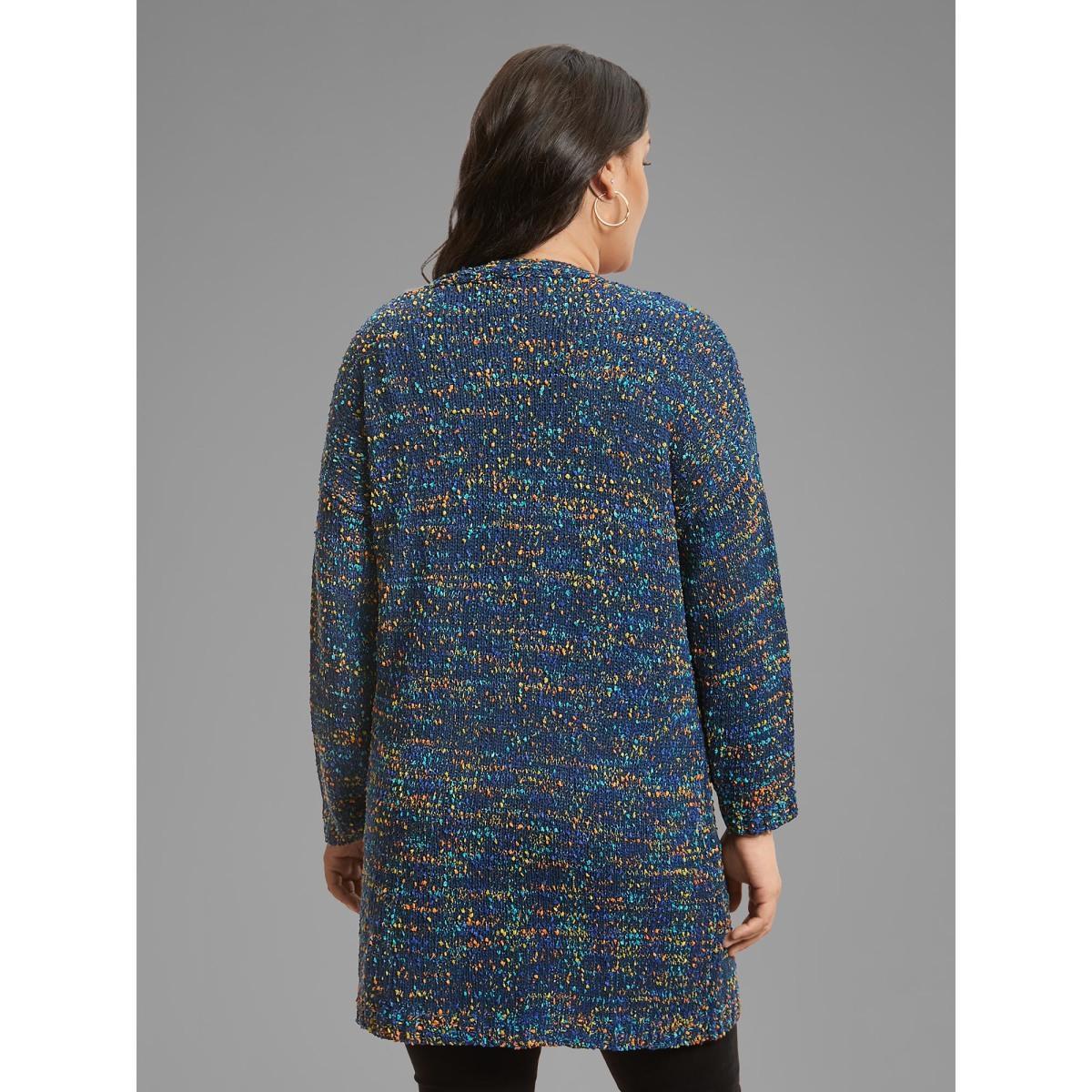 Plus Size Color Textured Open Front Cardigan Indigo Women Casual Loose Long Sleeve Dailywear Cardigans BloomChic 22-24/3X Product Image
